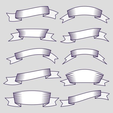 On şeritler ve bannerları web tasarım kümesi. Beyaz arka plan üzerinde izole büyük tasarım öğesi. Vektör çizim