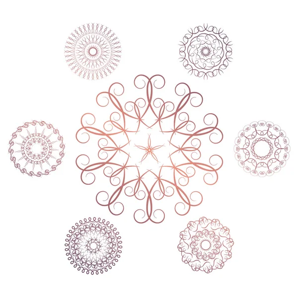 Набор Семи Геометрических Круговых Элементов Векторная Монография Белом Фоне Векторные — стоковый вектор