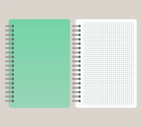 左サイドからバインディングと緑の表紙のメモ帳です ベクトル Illustratio — ストックベクタ
