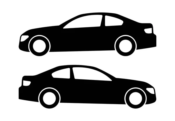 Due Sagome Auto Nere Sfondo Bianco Illustrazione Vettoriale — Vettoriale Stock