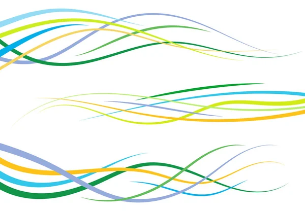 Reihe Abstrakter Farbig Gekrümmter Linien Wellendesign Element Vektorillustration — Stockvektor