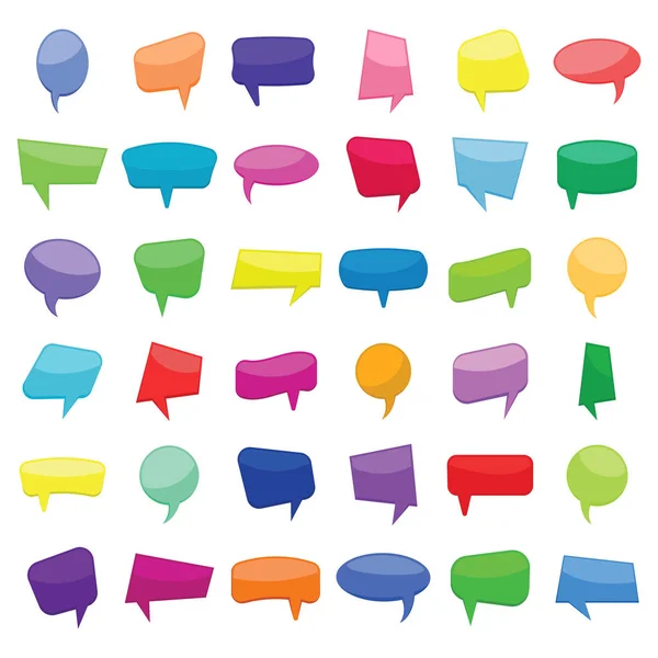 Set Thirty Six Colorful Cartoon Comic Balloons Speech Bubbles Phrases — Stock Vector