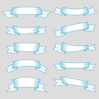 On şeritler ve bannerları web tasarım kümesi. Beyaz arka plan üzerinde izole büyük tasarım öğesi. Vektör çizim