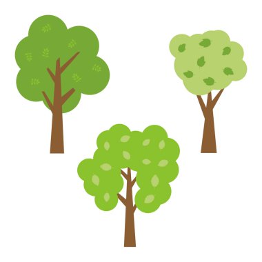 Üç yeşil ağaçların yaprakları ile. Vektör illustratio