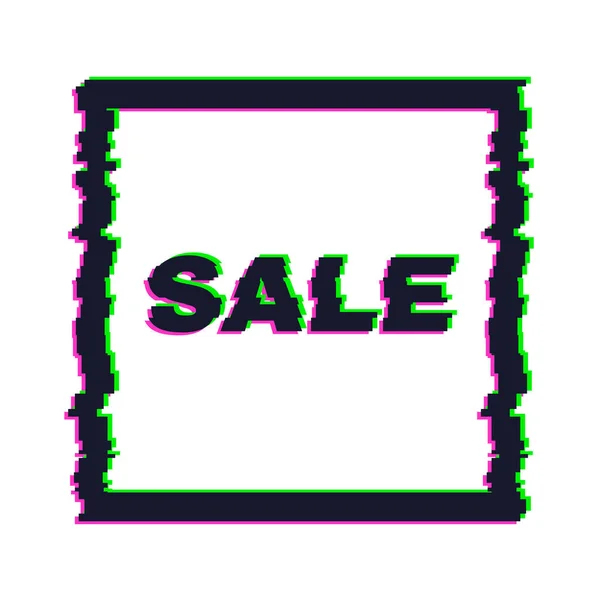 Distorted Glitch Sale Banner Error Effect Edges Text Vector Illustration — Stock Vector