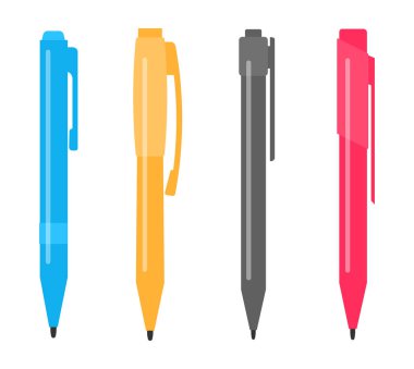 Dört farklı çok renkli kalemler kümesi. Vektör illustratio