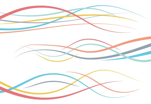 Ensemble Lignes Courbes Couleurs Abstraites Élément Design Wave Illustration Vectorielle — Image vectorielle