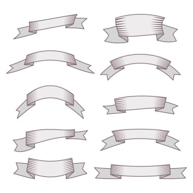 On şeritler ve bannerları web tasarım kümesi. Beyaz arka plan üzerinde izole büyük tasarım öğesi. Vektör çizim