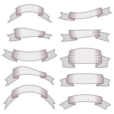 On şeritler ve bannerları web tasarım kümesi. Beyaz arka plan üzerinde izole büyük tasarım öğesi. Vektör çizim