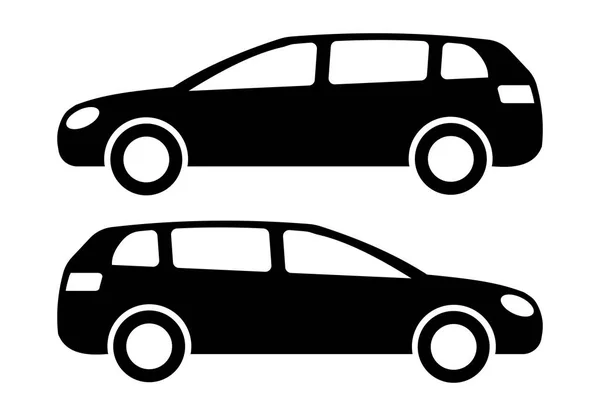 Due Sagome Auto Nere Sfondo Bianco Illustrazione Vettoriale — Vettoriale Stock
