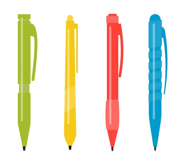 Dört Farklı Çok Renkli Kalemler Kümesi Vektör Illustratio — Stok Vektör