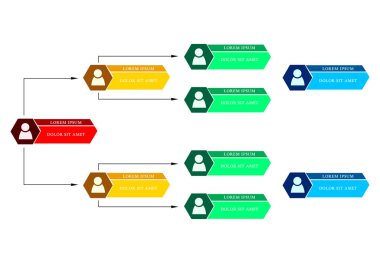 Renkli iş yapı kavramı, Kurumsal Organizasyon grafik düzeni ile insanlar kutsal kişilerin resmi. Vektör çizim
