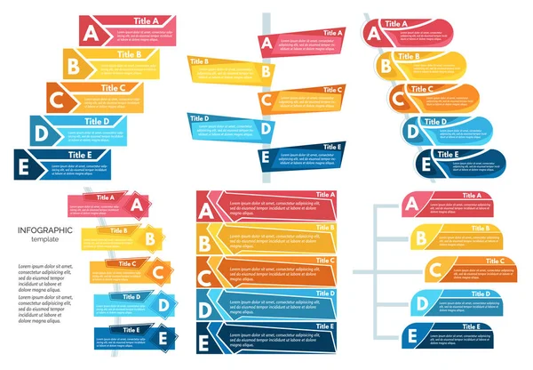 Set Sei Elementi Design Infografico Modello Progettazione Infografica Passo Dopo — Vettoriale Stock