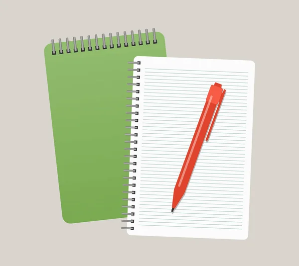 Twee Blocnotes Een Pen Vector Illustratio — Stockvector