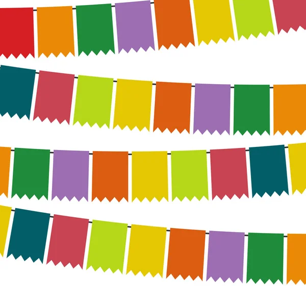 Bandeiras Coloridas Guirlandas Para Decoração Elementos Decoração Com Vários Padrões — Vetor de Stock