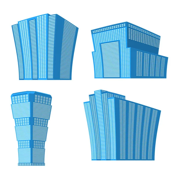 Conjunto Cuatro Edificios Modernos Gran Altura Sobre Fondo Blanco Vista — Archivo Imágenes Vectoriales