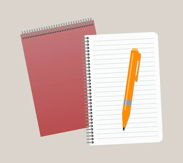 Twee Blocnotes Een Pen Vector Illustratio — Stockvector