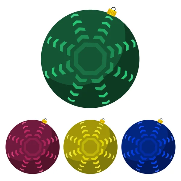 Quatre Boules Noël Multicolores Sur Fond Blanc Illustration Vectorielle — Image vectorielle