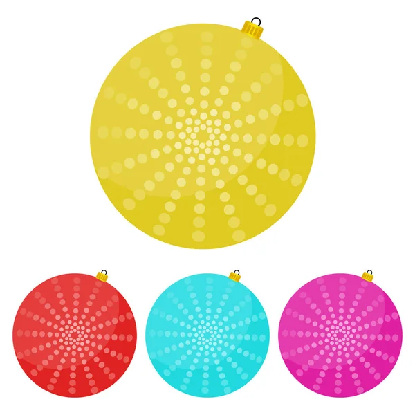 Four Multi Colored Christmas Balls White Background Vector Illustration — Stock Vector