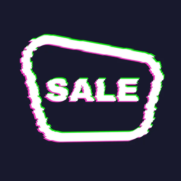 Verzerrtes Glitch Sale Banner Mit Fehlerwirkung Den Rändern Und Text — Stockvektor