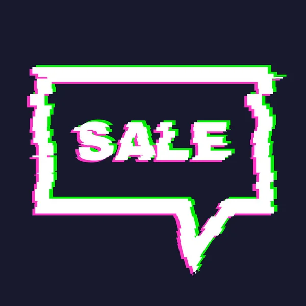 Verzerrtes Glitch Sale Banner Mit Fehlerwirkung Den Rändern Und Text — Stockvektor