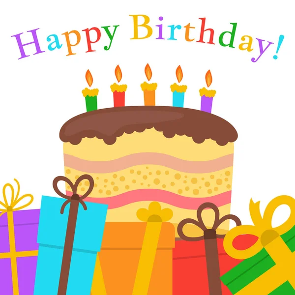 Kartkę z życzeniami z słodkie ciasto dla obchody urodzin — Wektor stockowy