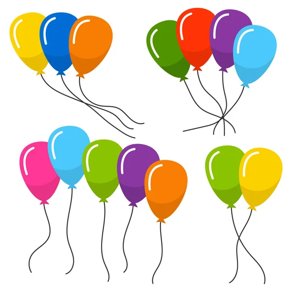 Több szín hélium ballonok csokrok — Stock Vector