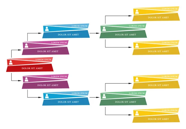 Struktura konceptowi, kolorowy schemat wykresu organizacji korporacyjnych — Wektor stockowy