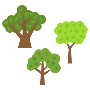 Üç yeşil ağaçların yaprakları ile. Vektör illustratio