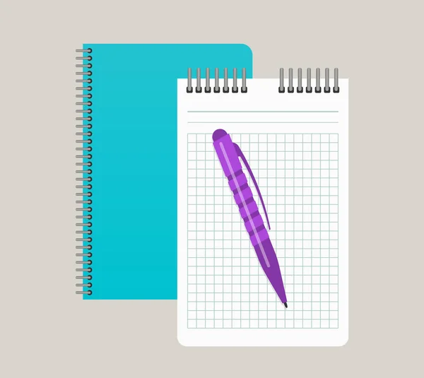 两笔记本和一支钢笔 矢量图案 — 图库矢量图片