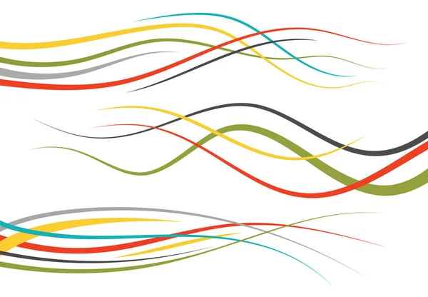 Σύνολο Αφηρημένη Χρώματος Καμπύλες Γραμμές Στοιχείο Σχεδίασης Wave Εικονογράφηση Διάνυσμα — Διανυσματικό Αρχείο