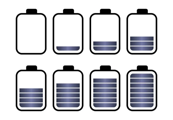 A set of eight batteries — Stock Vector