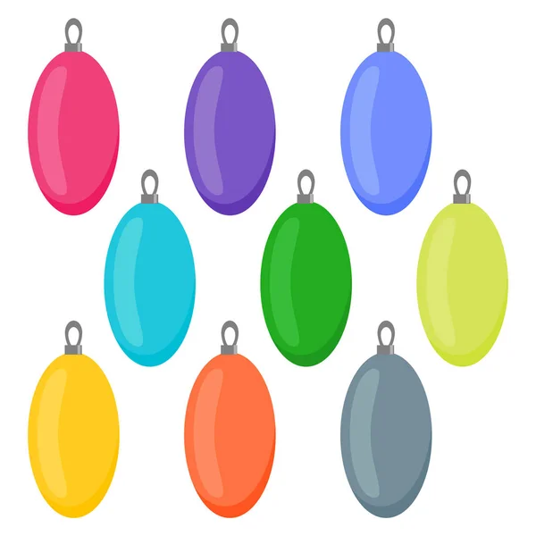 Nove bolas de Natal multicoloridas — Vetor de Stock