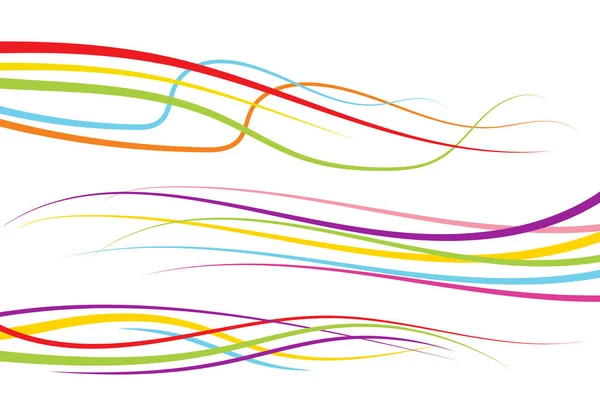 Набор Абстрактных Цветовых Кривых Линий Элемент Дизайна Волн Векторная Иллюстрация — стоковый вектор