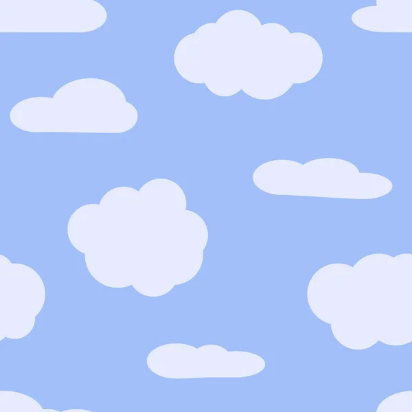 Nahtloser Hintergrund Mit Blauem Himmel Und Weißen Wolken Vektorillustration — Stockvektor