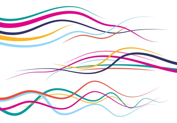 Joukko Abstrakti Väri Kaarevat Viivat Aaltosuunnitteluelementti Vektoriesimerkki — vektorikuva