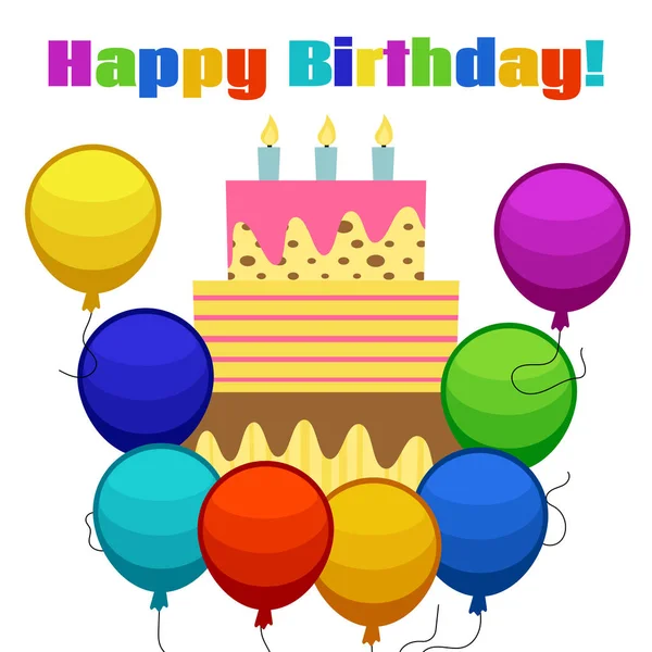 Życzeniami Słodkie Ciasto Dla Birthday Celebration Pozdrowienie Wektor — Wektor stockowy