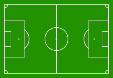İle yeşil çim futbol sahası. Vektör illustratio