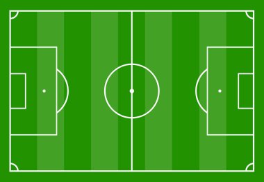 İle yeşil çim futbol sahası. Vektör illustratio