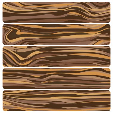 Beş ahşap panoları. Vektör soyut ahşap doku düz tasarım.