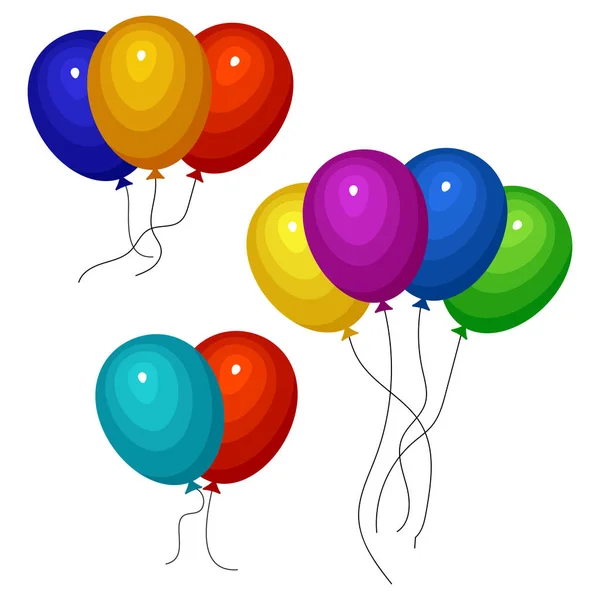 Trsy Několika Barevných Helium Balónky Vektorové Ilustrace — Stockový vektor
