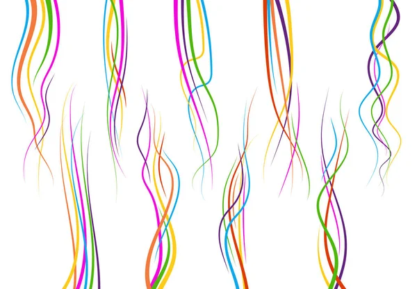 Conjunto de linhas curvas a cores abstratas — Vetor de Stock