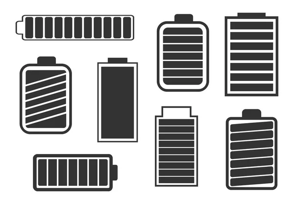 A set of eight different batteries — Stock Vector