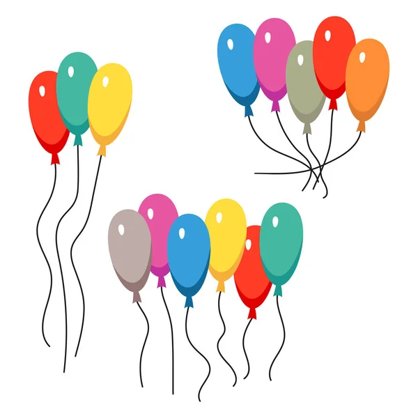Bouquets de plusieurs ballons d'hélium de couleur — Image vectorielle
