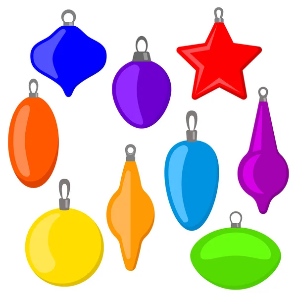 Nine multi colored Christmas balls — Stock Vector