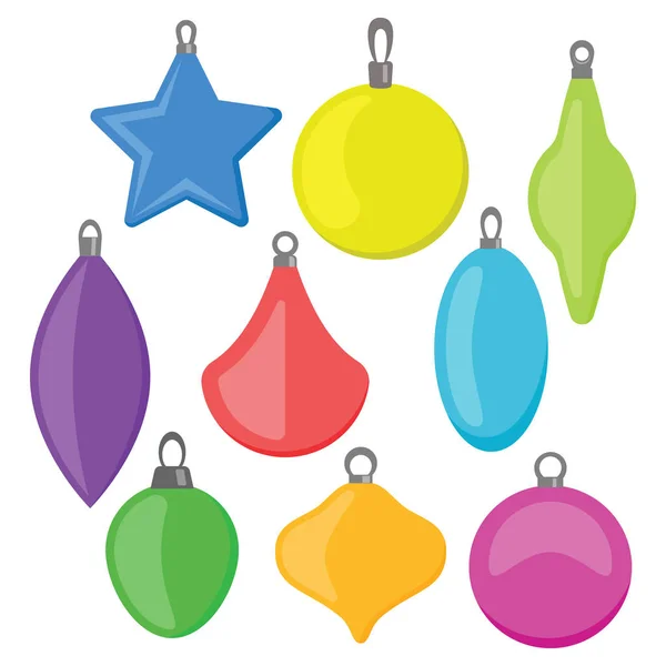 Nueve bolas de Navidad multicolores — Vector de stock