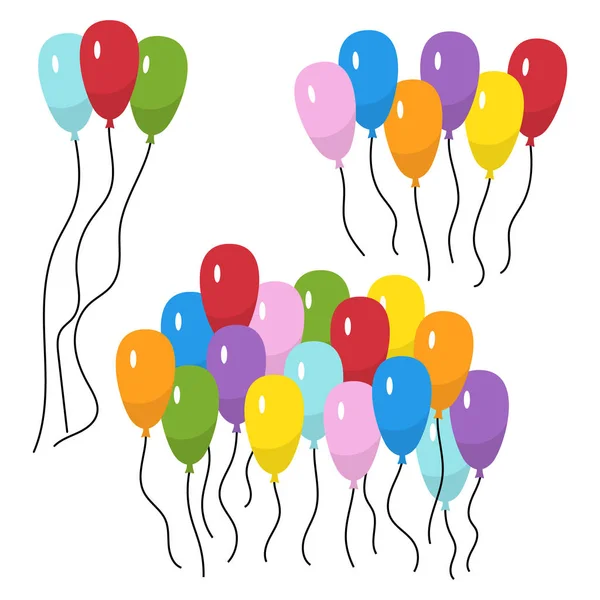 几种彩色氦气球束 — 图库矢量图片
