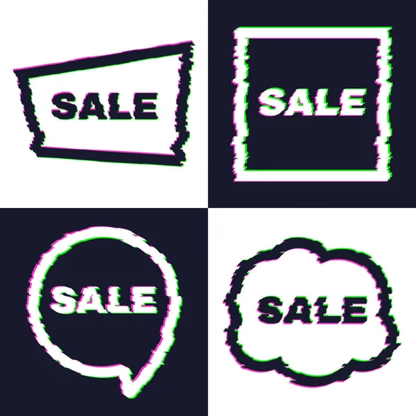 Verzerrte Glitch Sale Banner mit Fehlerwirkung — Stockvektor