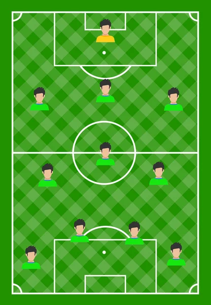 Campo de fútbol con hierba verde — Vector de stock