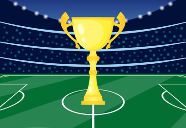 Futbol Stadyumu ile altın kupa